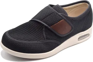 Wide Shoes with Adjustable Strap, Diabetic Shoes for Swollen Feet Easy Put On/Off Shoes for Seniors