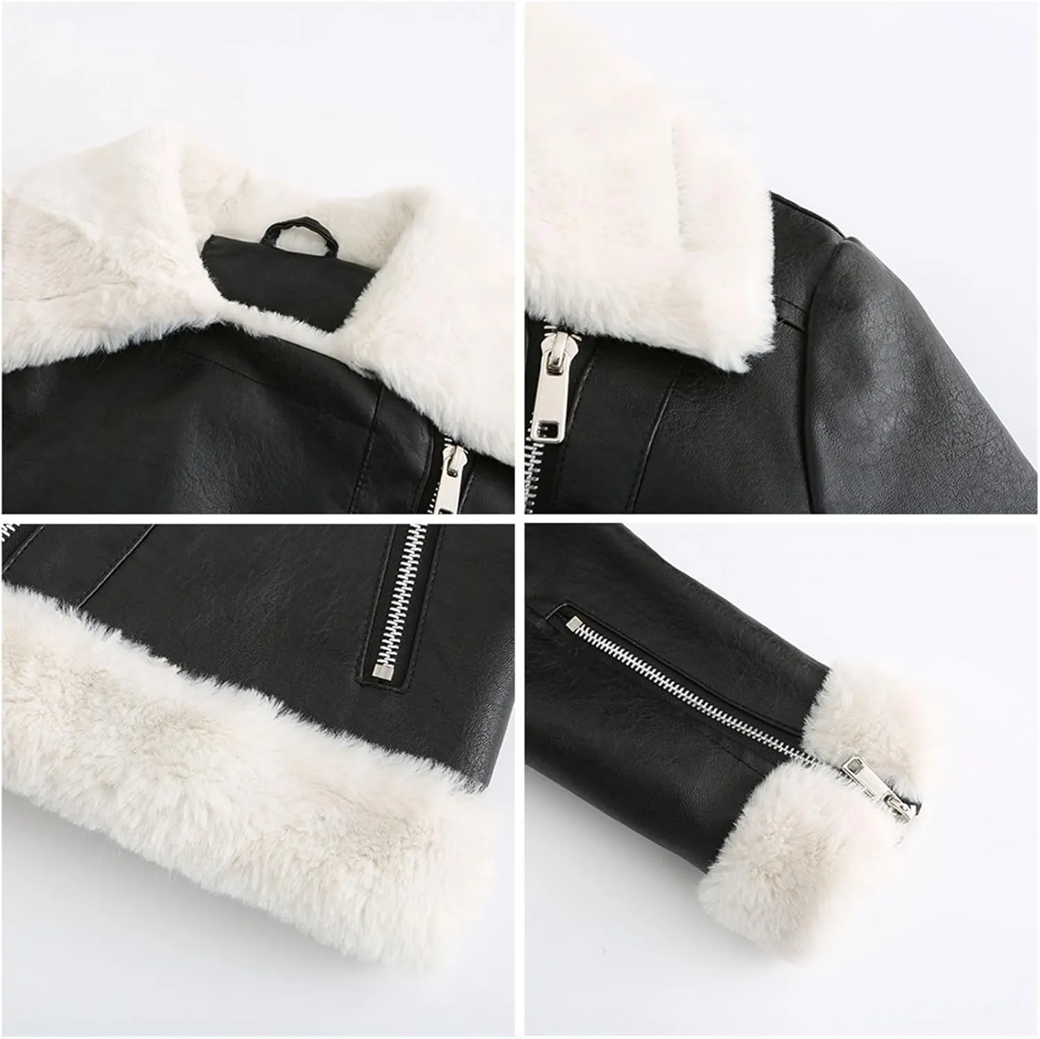 Winter Aviator Faux Leather Coat Outerwear, Warm Winter Trench Coat, Lapel Faux Leather Jacket