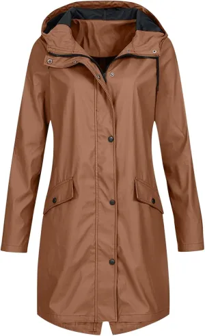 Women Men Hoodie Rain Long Solid Cardigan Coat Jacket Womens Outdoor Color Windproof Women's Trench Coats Anoraks
