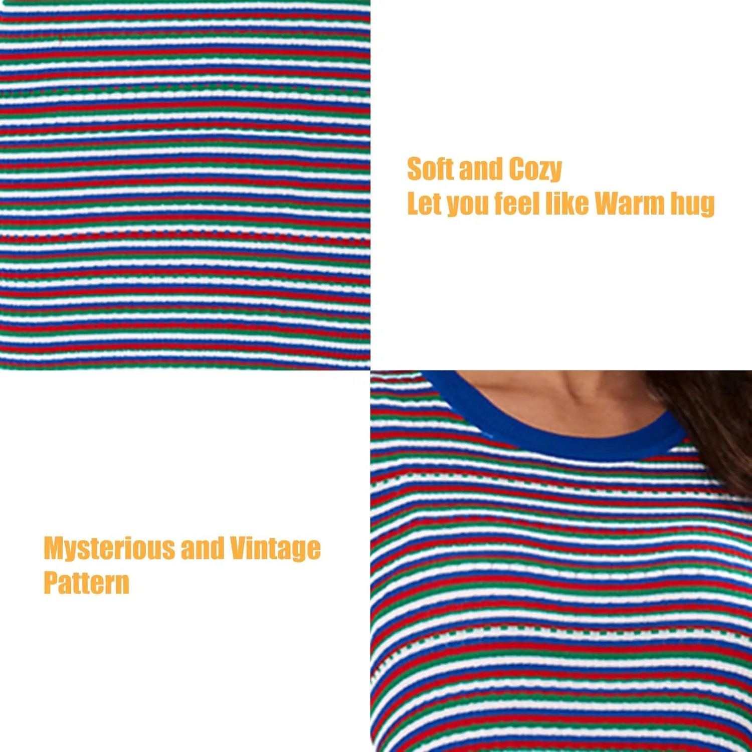 Women Short Sleeve Striped Midi Dress, Crew Neck Pattern Ribbed Casual Bodycon Knit Dress Knee Length