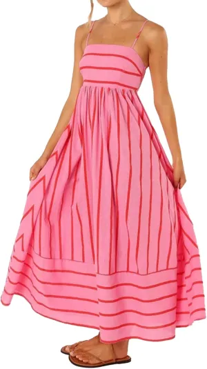 Women Striped Maxi Dress Sleeveless Backless Cutout Smocked Sundress Spaghetti Straps Boho Flowy Dresses