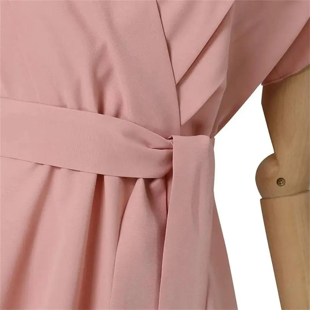Women Summer Elegant Short Sleeve Dress Fashion Casual Solid A-Line Party Vacation Dress