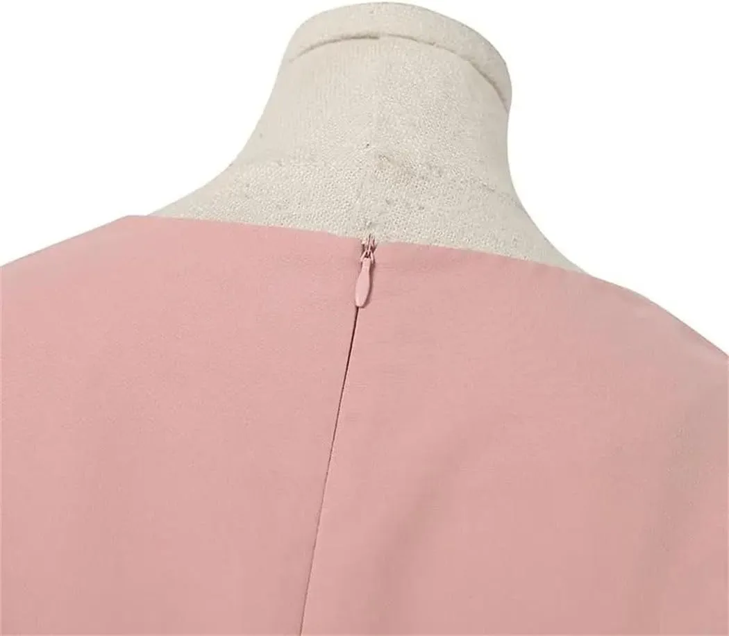 Women Summer Elegant Short Sleeve Dress Fashion Casual Solid A-Line Party Vacation Dress