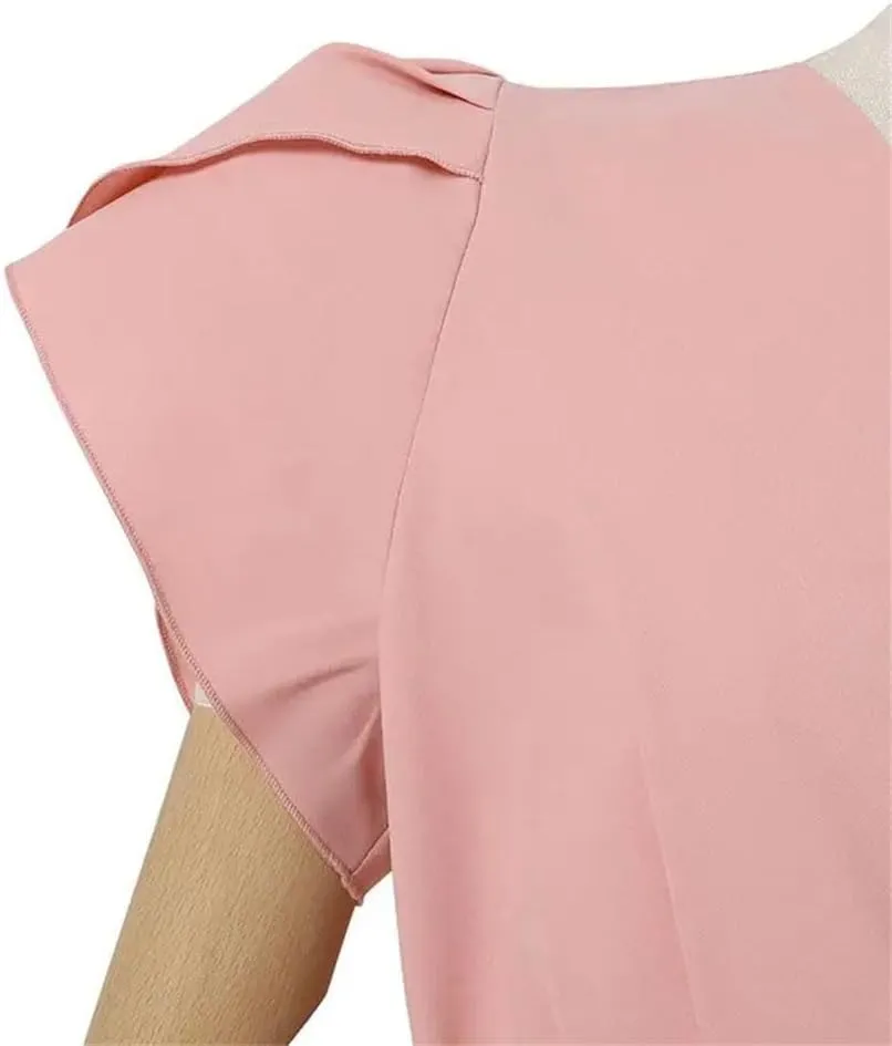 Women Summer Elegant Short Sleeve Dress Fashion Casual Solid A-Line Party Vacation Dress