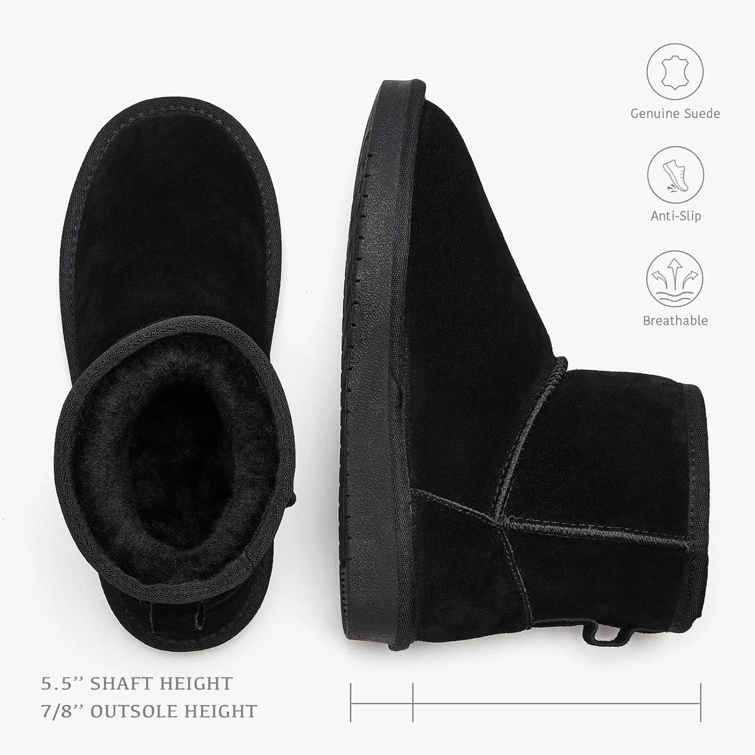 Women Winter Snow Boots Suede Mini Boots with Fur Lined Slip On Anti-Slip Comfort Ankle Boots for Women