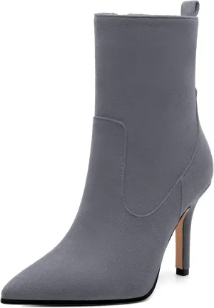 Womens Ankle Boots, Pointed Toe High Heel Ankle Booties for Women, Womens Stilettos Short Boots Zipper 3.6",Women Shoes for Workpalce, Street and Banquet.