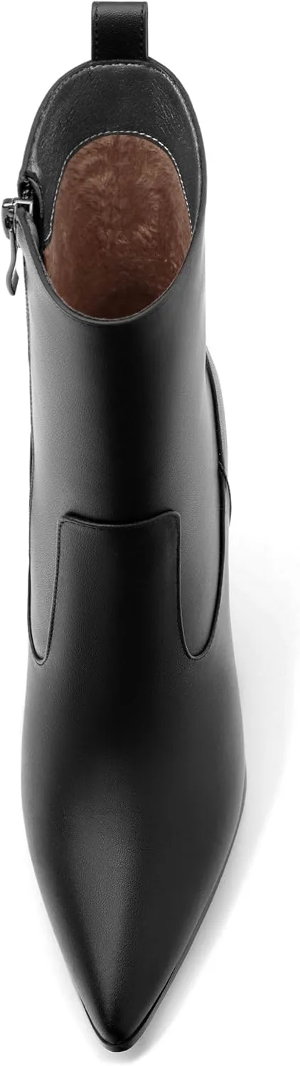 Womens Ankle Boots, Pointed Toe High Heel Ankle Booties for Women, Womens Stilettos Short Boots Zipper 3.6",Women Shoes for Workpalce, Street and Banquet.