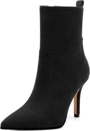 Womens Ankle Boots, Pointed Toe High Heel Ankle Booties for Women, Womens Stilettos Short Boots Zipper 3.6",Women Shoes for Workpalce, Street and Banquet.