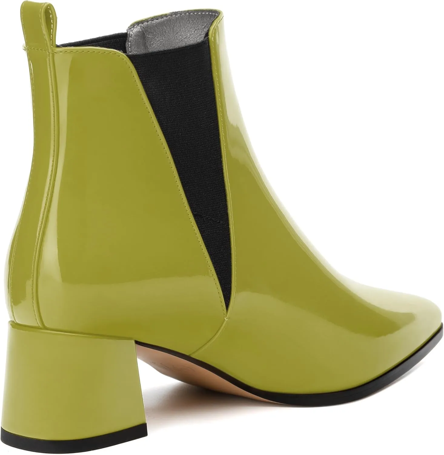 Womens Ankle Boots, Pointed Toe Mid Chunky Heel Ankle Booties with Side Elastic, Mid Block Heel Short Boots 2"