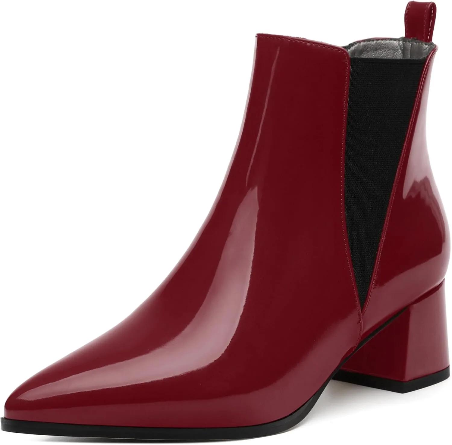 Womens Ankle Boots, Pointed Toe Mid Chunky Heel Ankle Booties with Side Elastic, Mid Block Heel Short Boots 2"