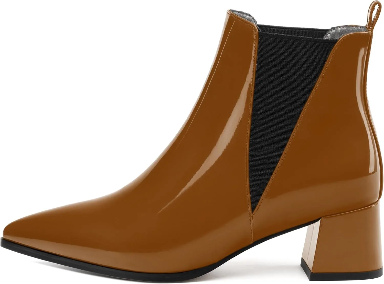 Womens Ankle Boots, Pointed Toe Mid Chunky Heel Ankle Booties with Side Elastic, Mid Block Heel Short Boots 2"