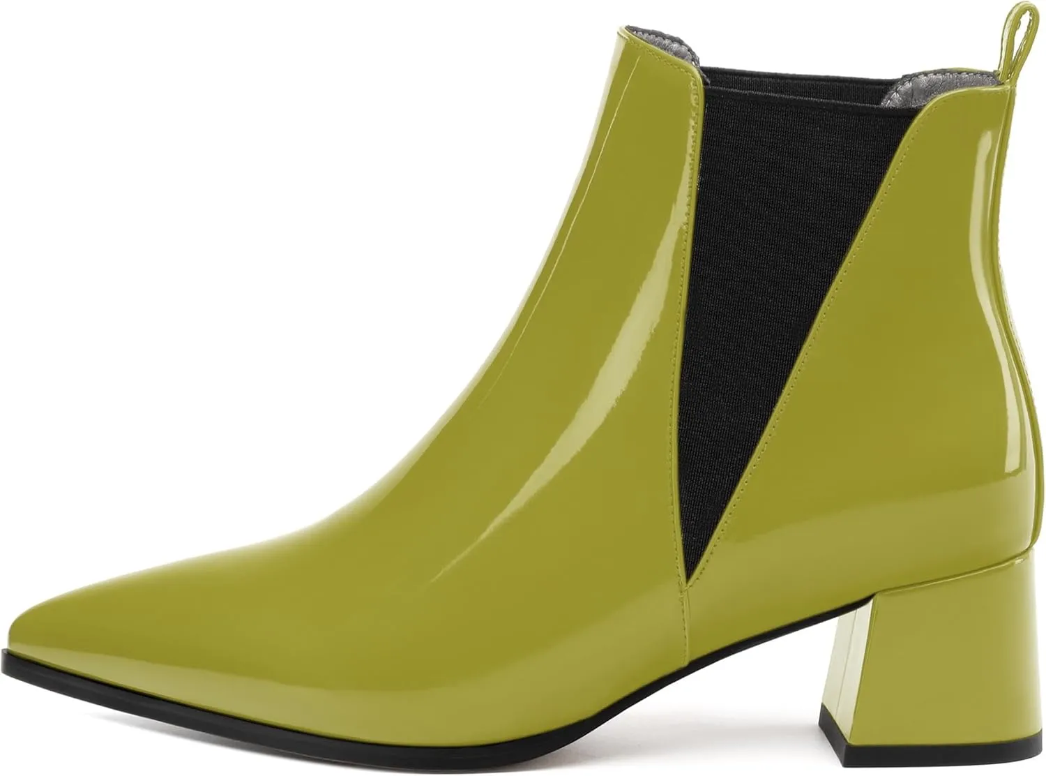 Womens Ankle Boots, Pointed Toe Mid Chunky Heel Ankle Booties with Side Elastic, Mid Block Heel Short Boots 2"