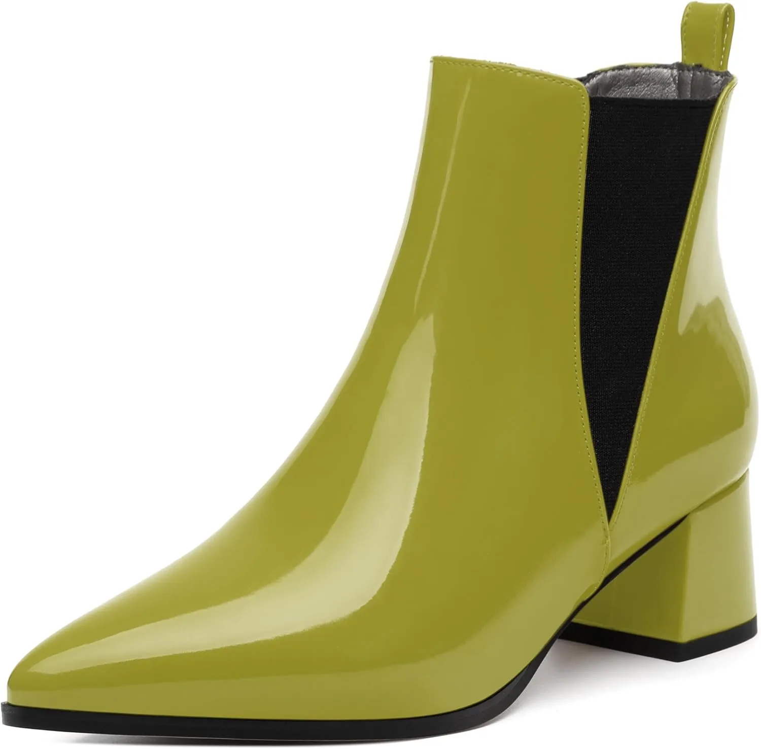 Womens Ankle Boots, Pointed Toe Mid Chunky Heel Ankle Booties with Side Elastic, Mid Block Heel Short Boots 2"