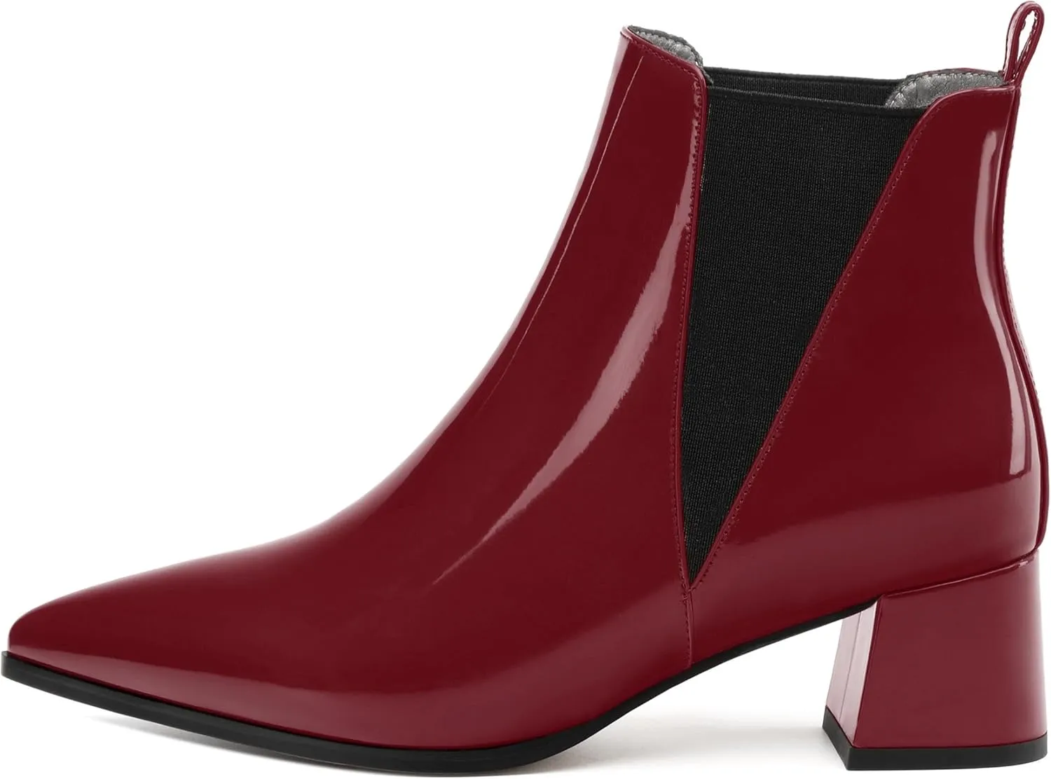 Womens Ankle Boots, Pointed Toe Mid Chunky Heel Ankle Booties with Side Elastic, Mid Block Heel Short Boots 2"