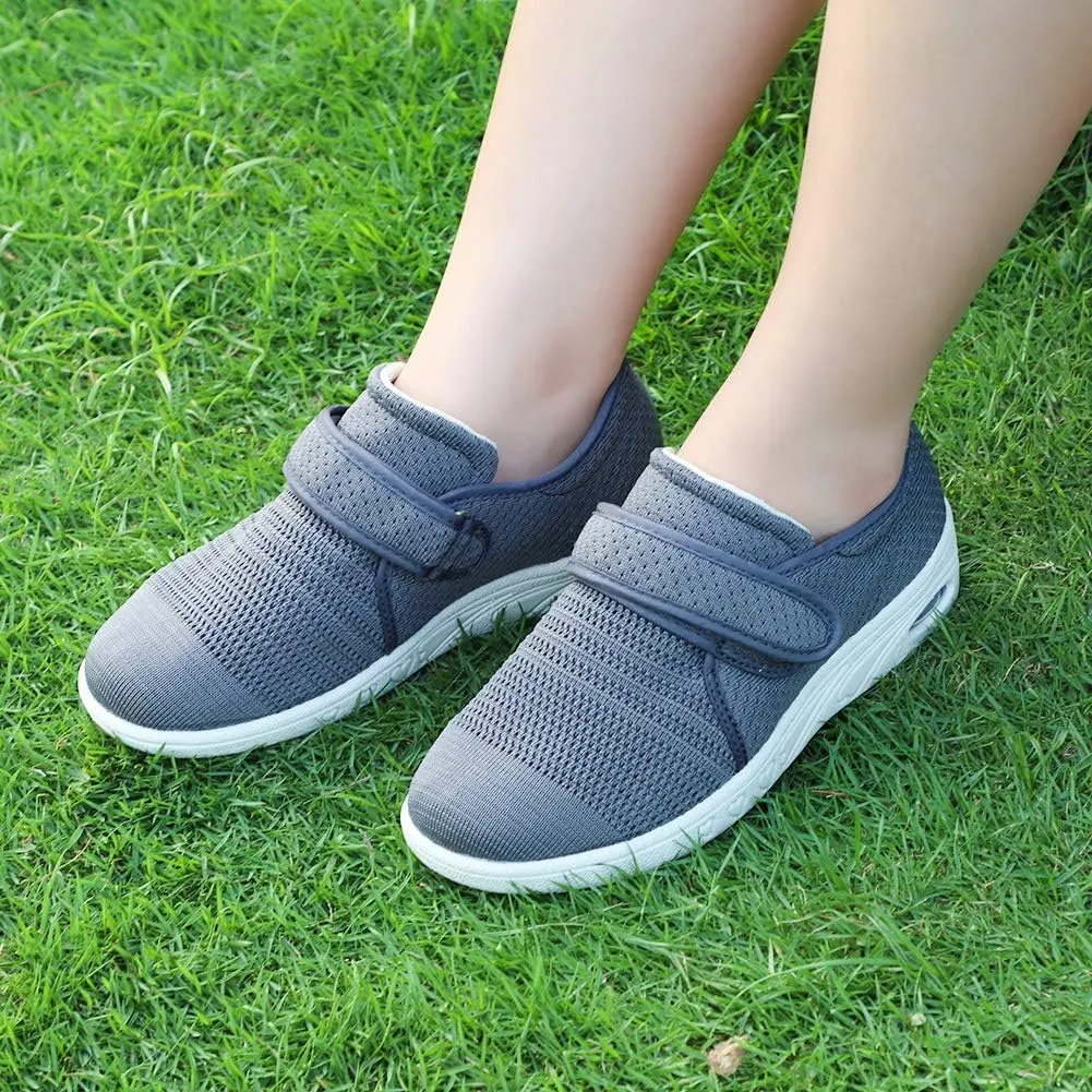 Womens Diabetic Walking Shoes Adjustable Outdoor Sneakers Recovery Easy On Off Strap Wide Width Slippers Comfort for Seniors Elderly Woman Swollen Feet, Edema, Foot Pain