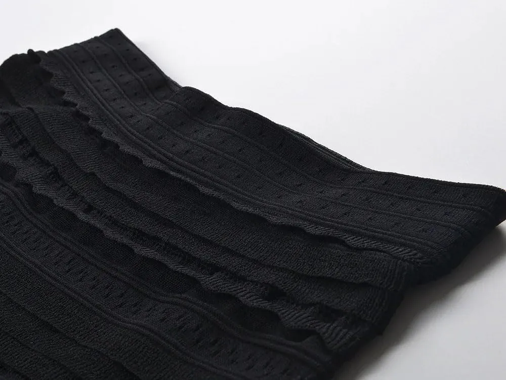 Women's Dress Set Black Lace French Ice Silk Thin Knitted Short Strap Skirt Set