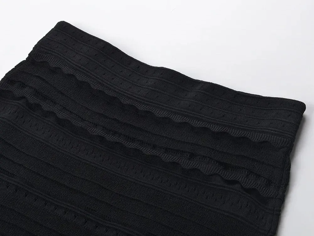 Women's Dress Set Black Lace French Ice Silk Thin Knitted Short Strap Skirt Set