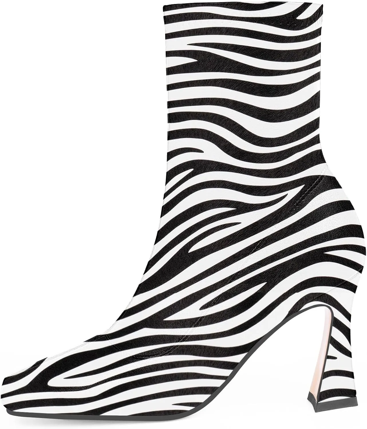 Women's High Heel Fall Ankle Boots Square Toe Side Zipper Dress Booties
