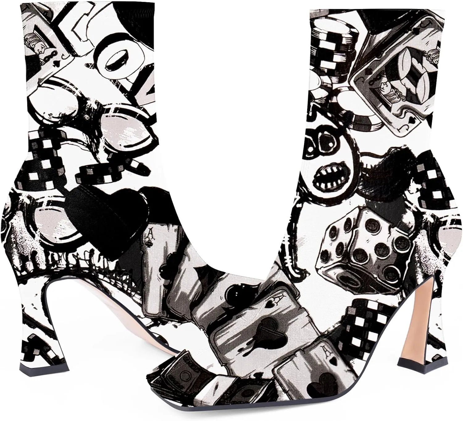 Women's High Heel Fall Ankle Boots Square Toe Side Zipper Dress Booties