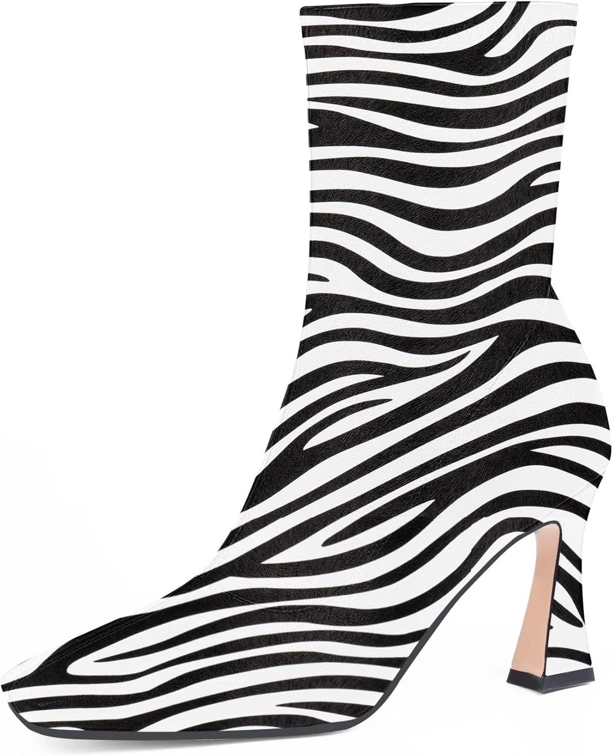 Women's High Heel Fall Ankle Boots Square Toe Side Zipper Dress Booties