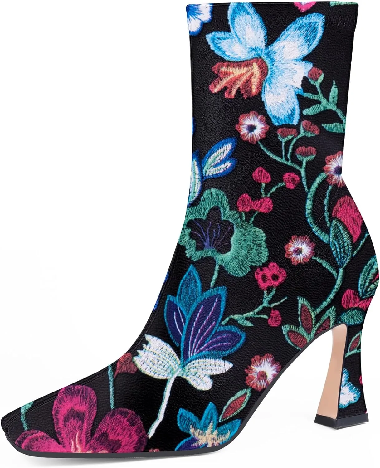 Women's High Heel Fall Ankle Boots Square Toe Side Zipper Dress Booties