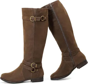 Women's Knee High Boots Classic Comfort Riding Combat Boot Round Toe Side Zipper Long Tall Fall Winter Boots for Women.