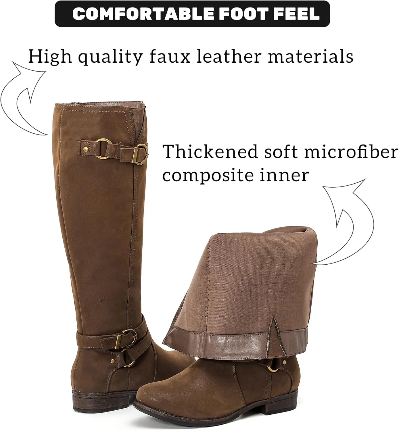 Women's Knee High Boots Classic Comfort Riding Combat Boot Round Toe Side Zipper Long Tall Fall Winter Boots for Women.