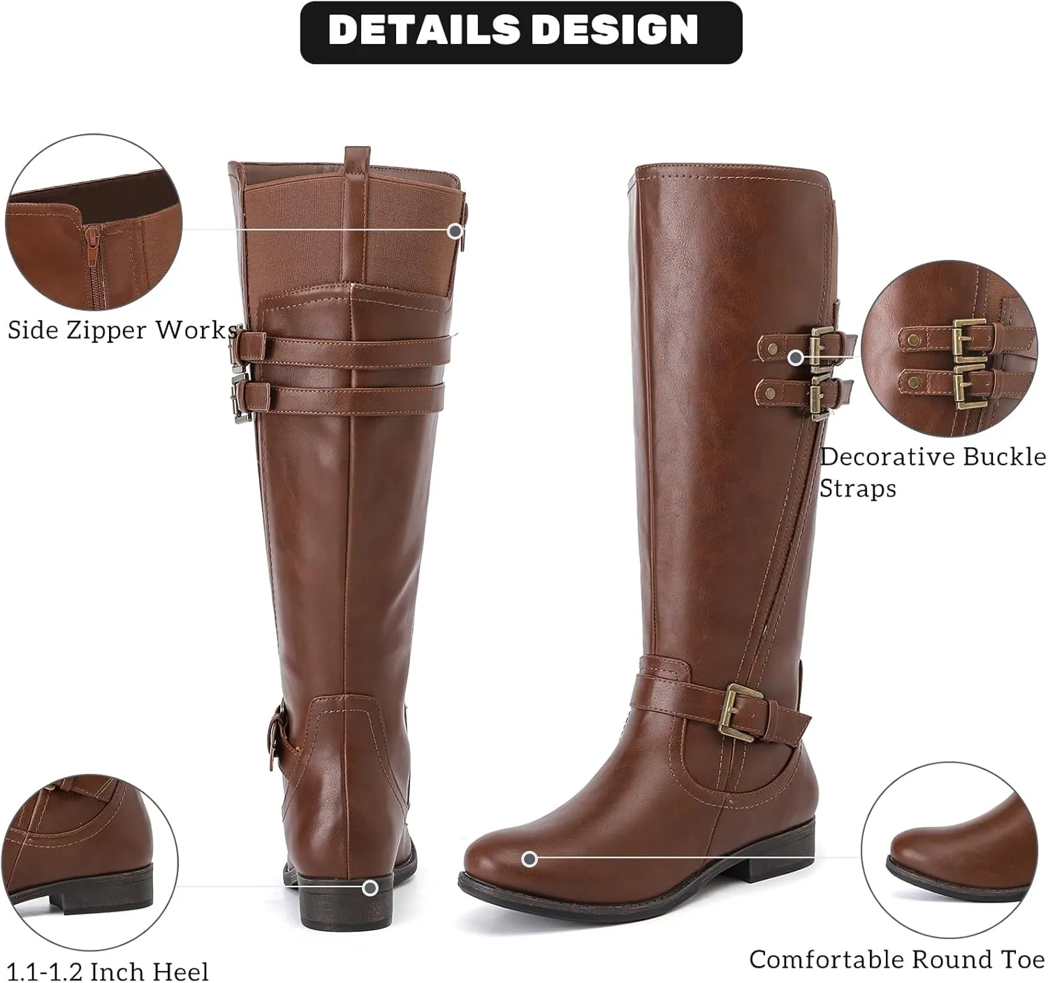 Women's Knee High Boots - Stylish and Comfortable Round Toe Low Heel Riding Combat Tall Boots with Side Zipper Closure for Fall and Winter Wear For Women.