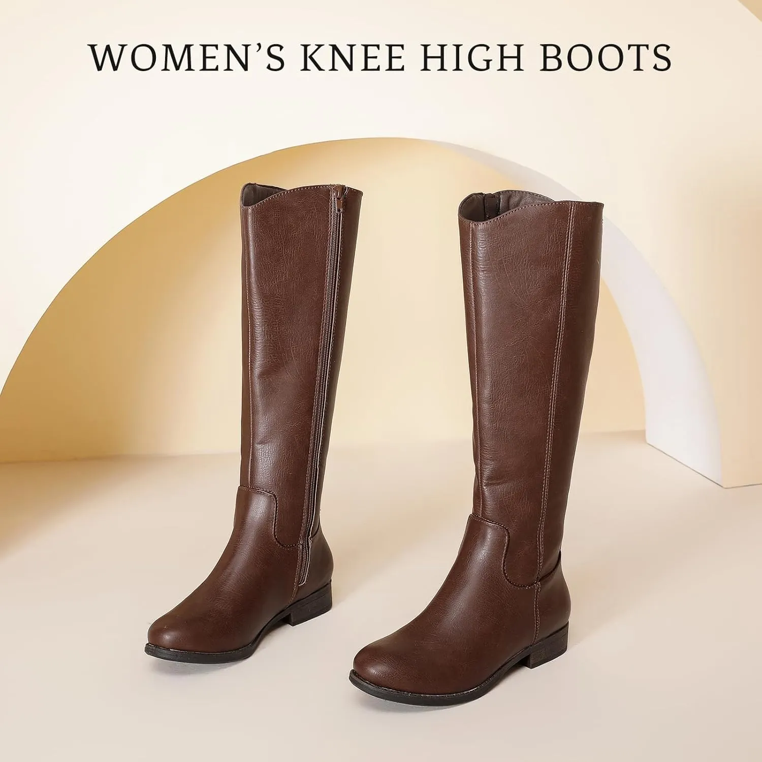 Women's Knee High Boots - Stylish and Comfortable Round Toe Tall Riding Combat Boots with Side Zipper Closure for Fall and Winter Wear for Women.