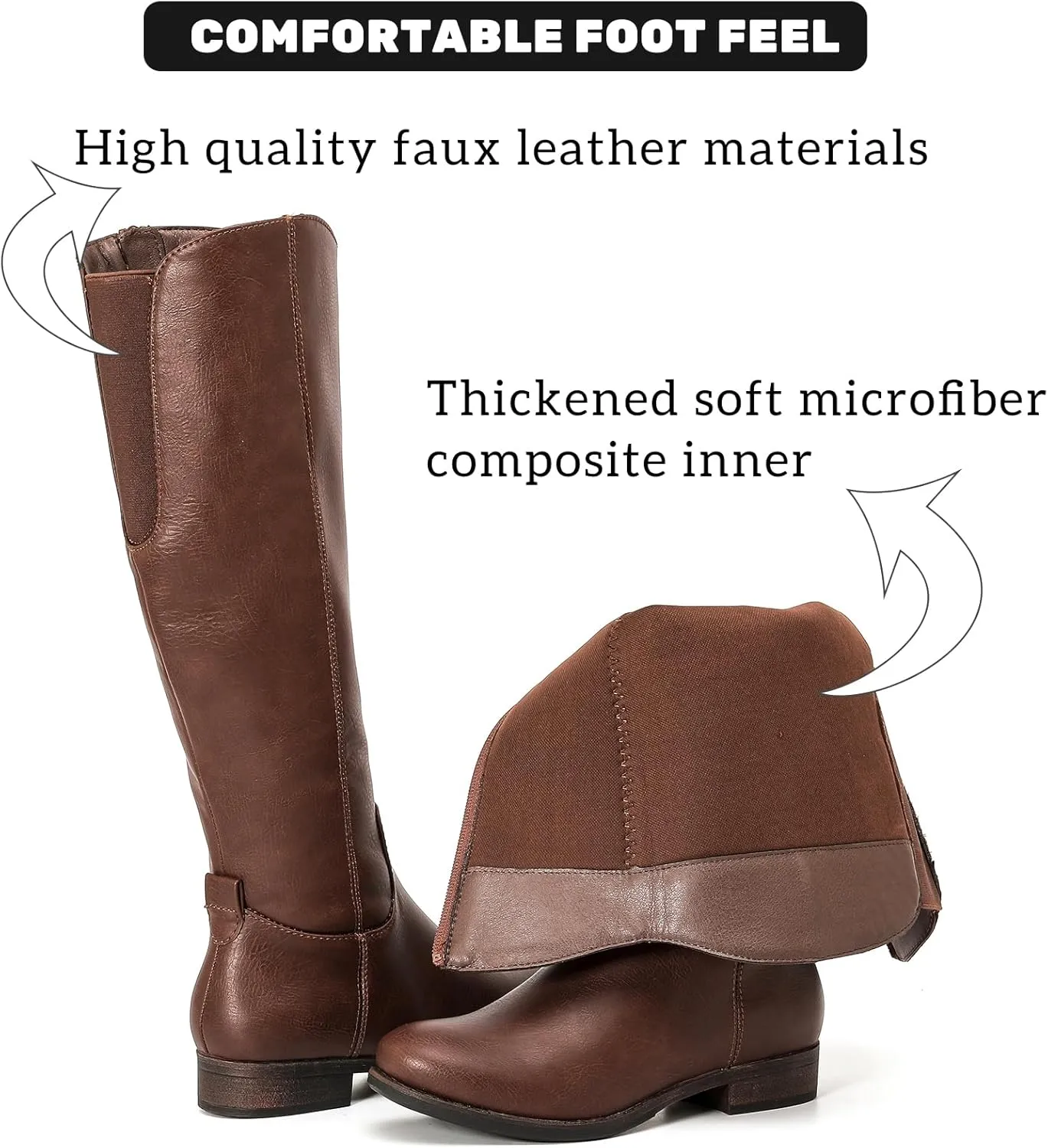 Women's Knee High Boots - Stylish and Comfortable Round Toe Tall Riding Combat Boots with Side Zipper Closure for Fall and Winter Wear for Women.