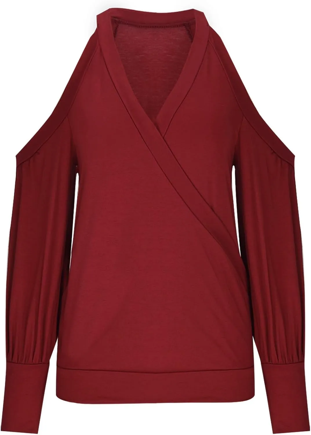 Women's Long Sleeve Tops Sexy Casual Cold Shoulder Tunic Shirts Wrap v Neck Halter Blouses Going Out