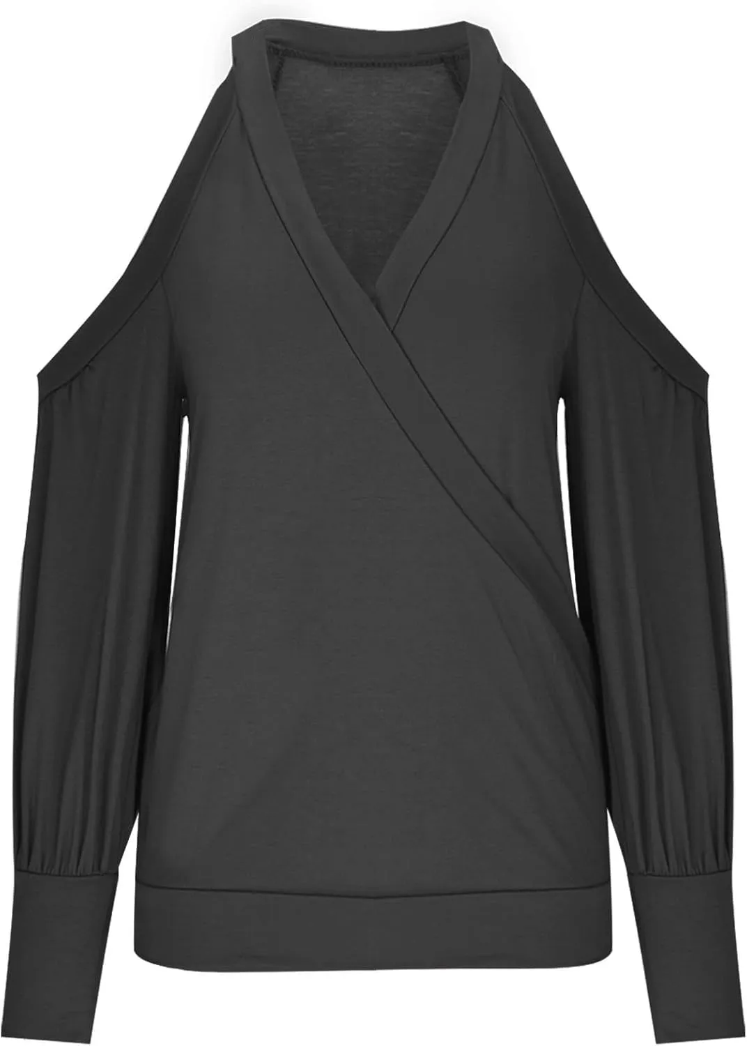 Women's Long Sleeve Tops Sexy Casual Cold Shoulder Tunic Shirts Wrap v Neck Halter Blouses Going Out