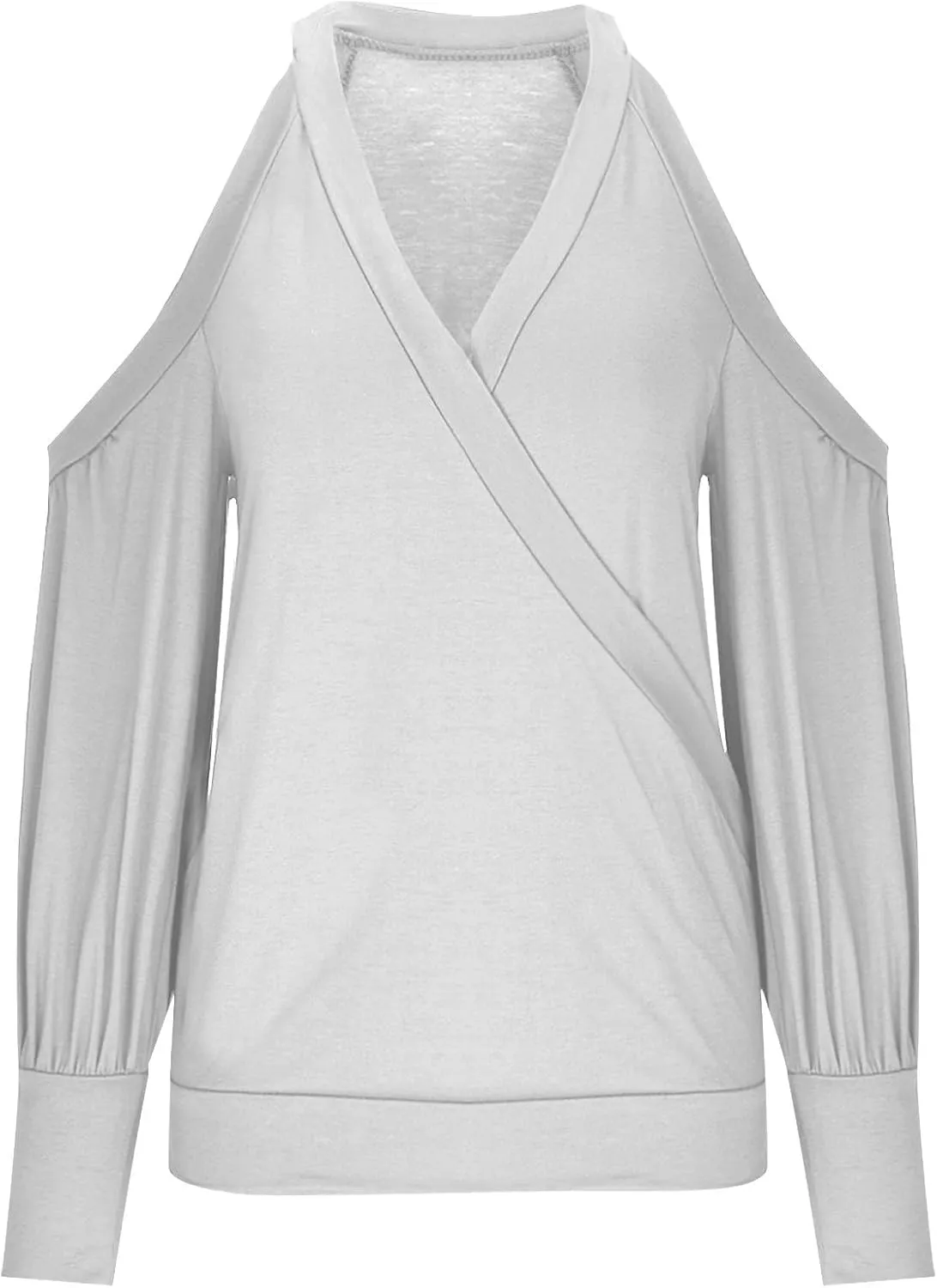 Women's Long Sleeve Tops Sexy Casual Cold Shoulder Tunic Shirts Wrap v Neck Halter Blouses Going Out