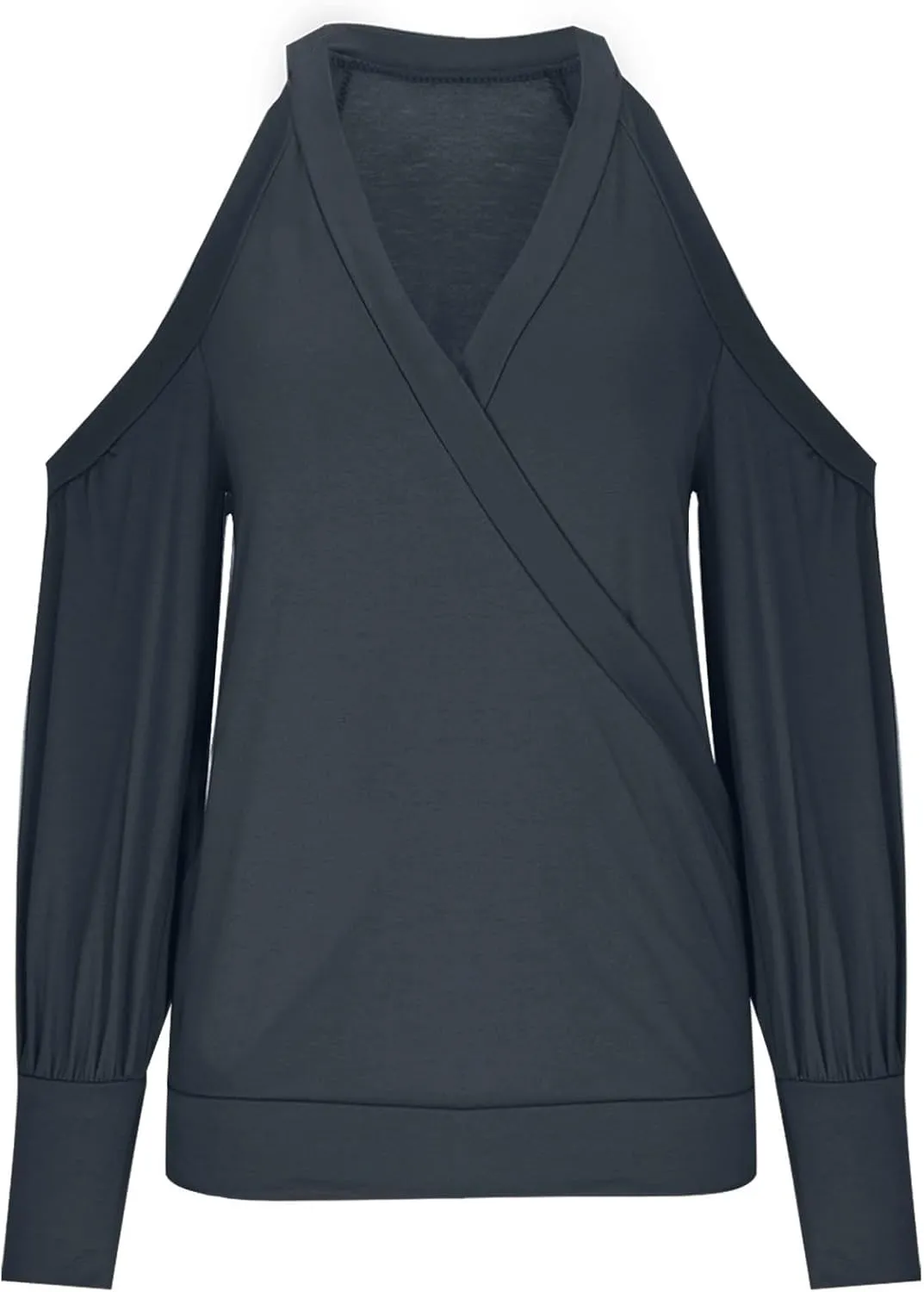 Women's Long Sleeve Tops Sexy Casual Cold Shoulder Tunic Shirts Wrap v Neck Halter Blouses Going Out