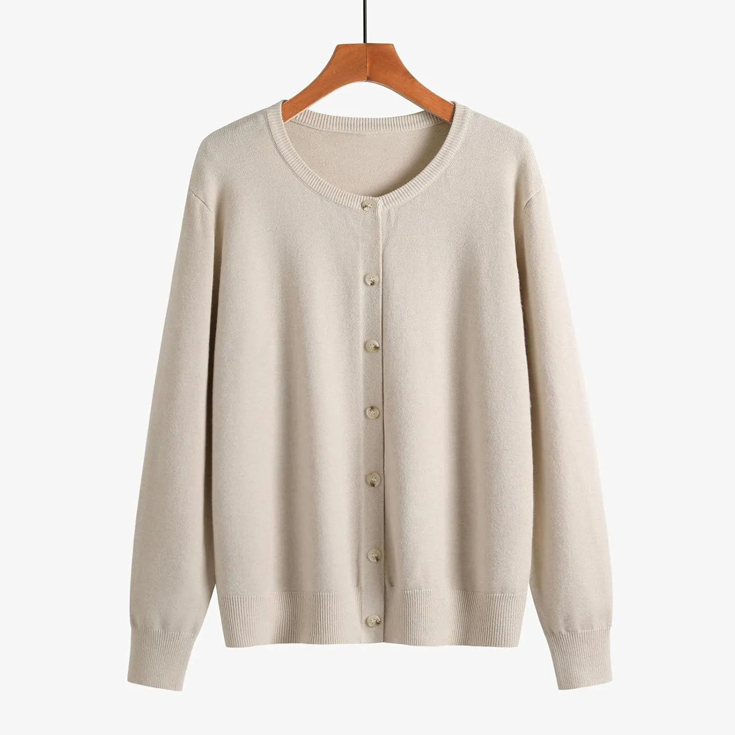 Women's Long Sleeve V-Neck Knit Cardigans Open Front Trendy Outwear Button up Lightweight Casual Sweater