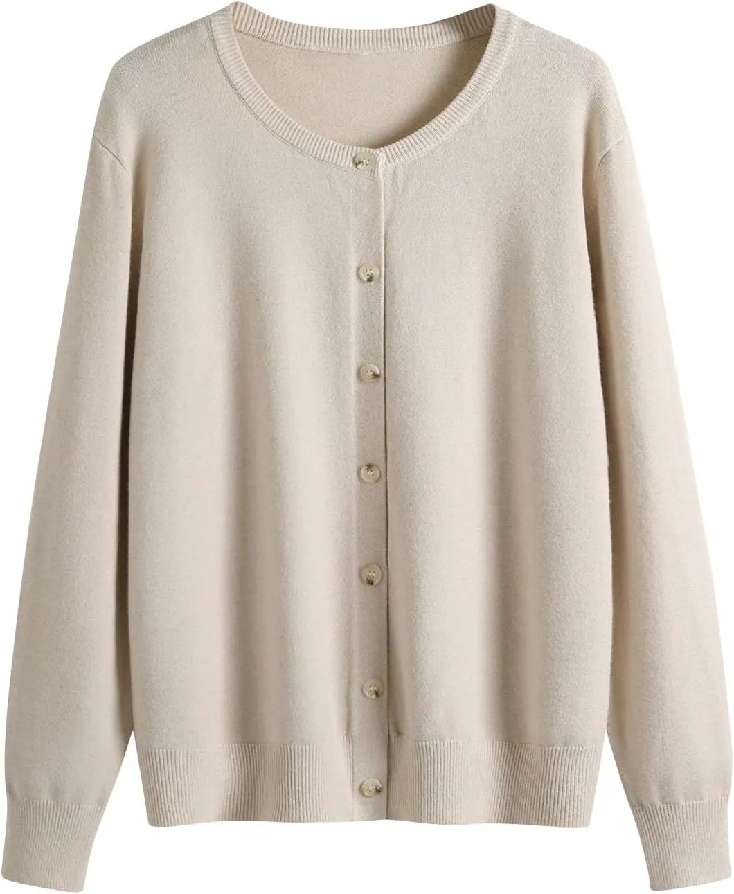 Women's Long Sleeve V-Neck Knit Cardigans Open Front Trendy Outwear Button up Lightweight Casual Sweater