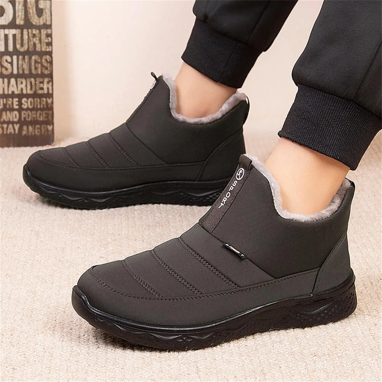 Womens Mens Snow Boots Winter Shoes Slip On Ankle Booties Anti-Slip Waterproof Fur Lined Outdoor Sneakers Short Boots