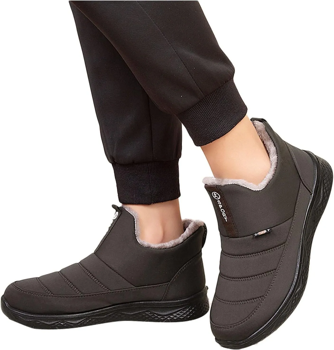 Womens Mens Snow Boots Winter Shoes Slip On Ankle Booties Anti-Slip Waterproof Fur Lined Outdoor Sneakers Short Boots