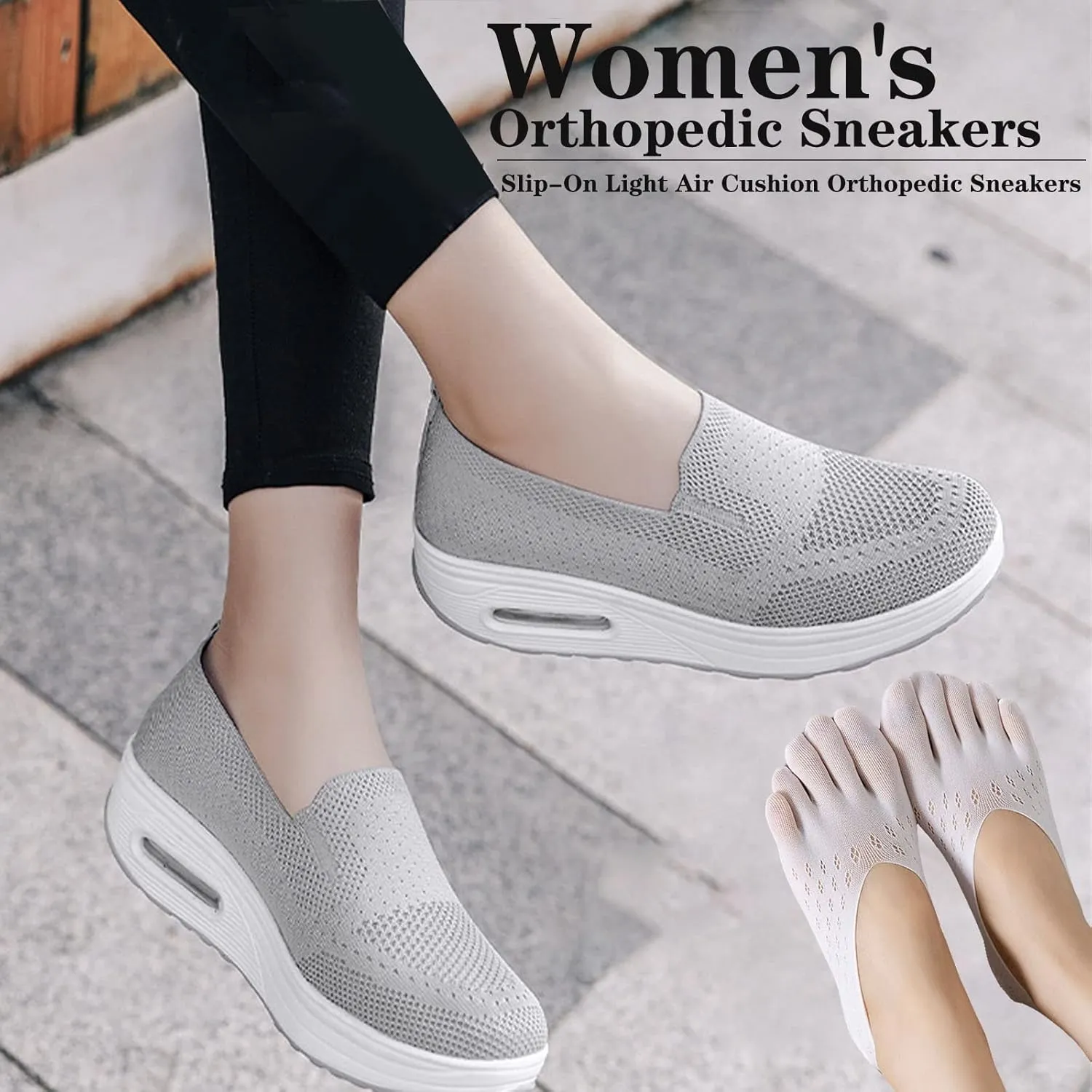 Women's Orthopedic Sneakers, Slip-On Light Air Cushion Orthopedic Sneakers, Womens Orthopedic Sneakers, 2023 New Women's Stylish Breathable Orthopedic Sneakers