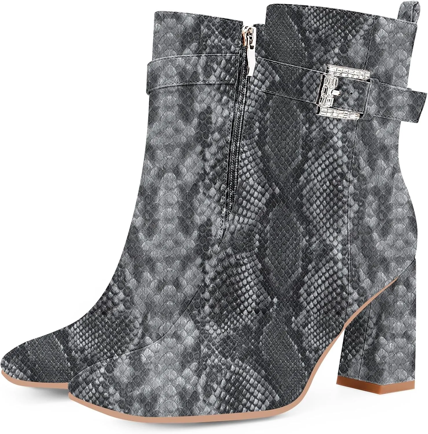 Women's Sexy Rhinestone High Heel Square Toe Ankle Boots Buckle Strap Dress Booties