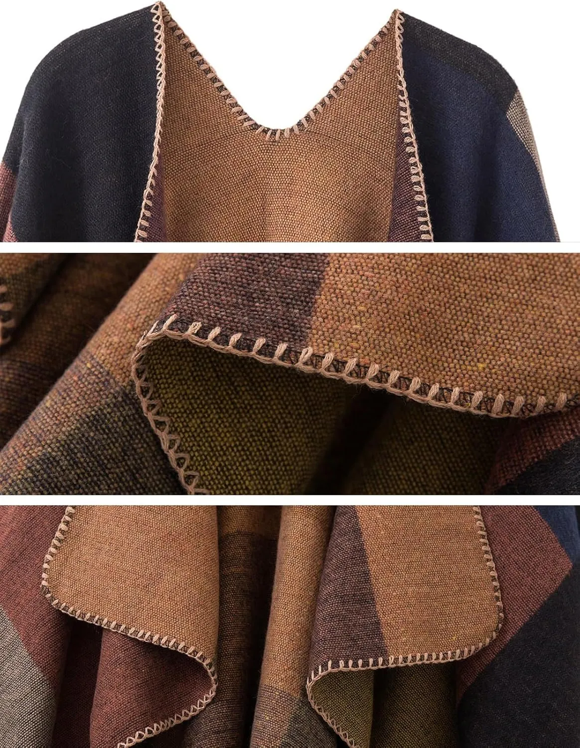 Women's Shawl Wraps Open Front Travel Poncho Cape Warm Oversized Plaid Sweaters Casual Cardigan Shawls