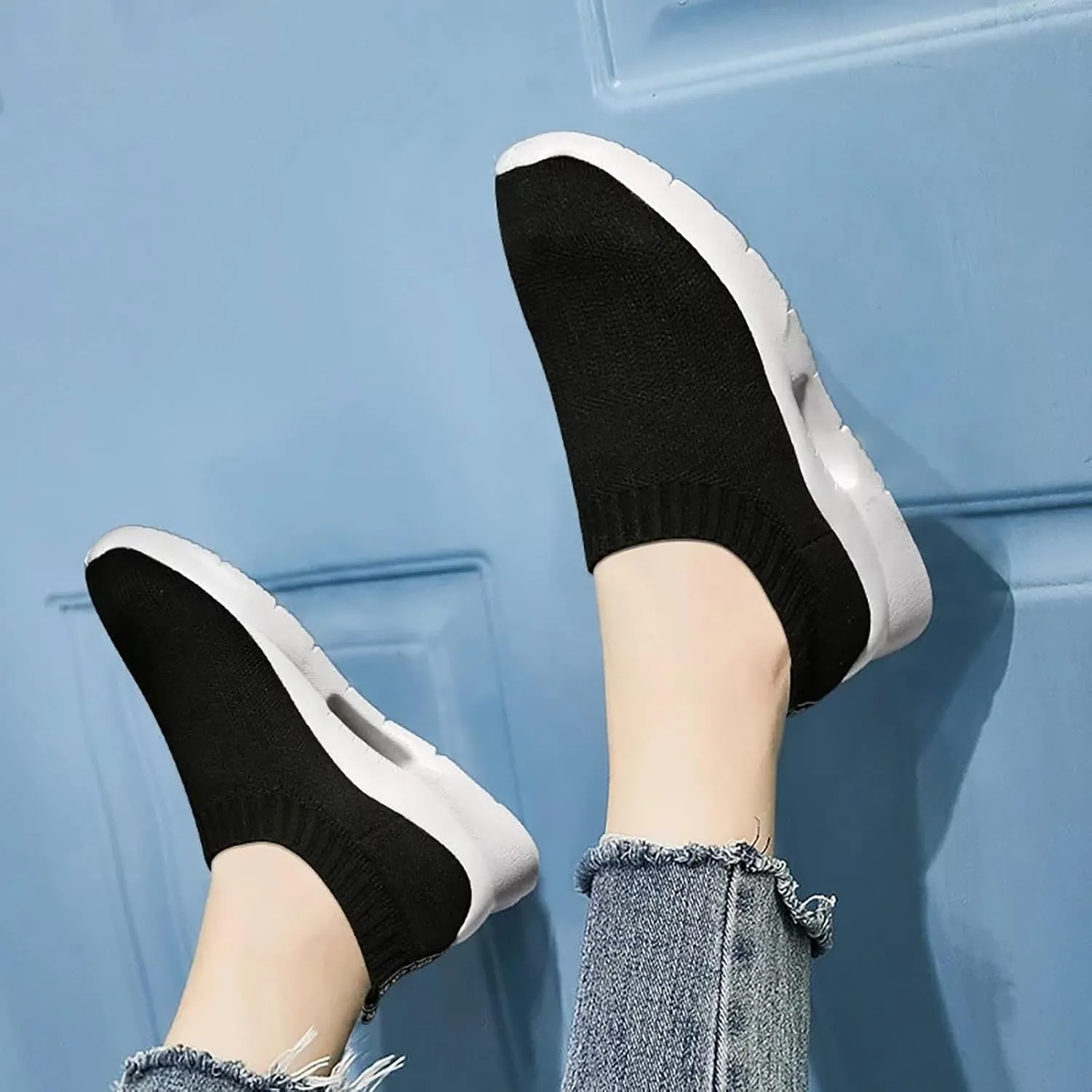Women's Slip On Walking Shoes Running Comfortable Non Slip Work Shoes Women High Top Casual Tennis Shoes Slip On Sneakers White Tennis Shoe White Loafers
