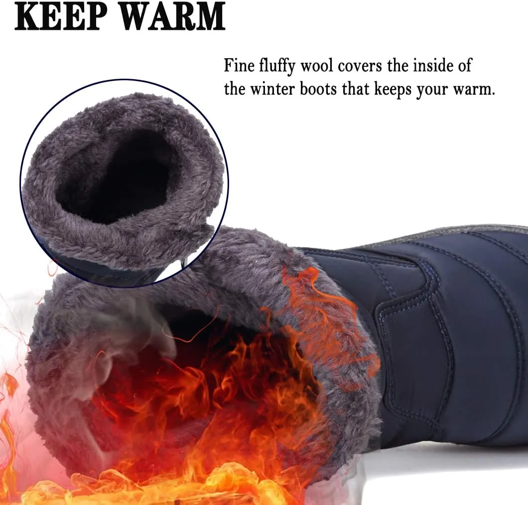 Womens Snow Boots Winter Fur Lined Ankle Boots Ladies Side Zipper Warm Lightweight Booties Outdoor Anti-Slip Girls Walking Boots
