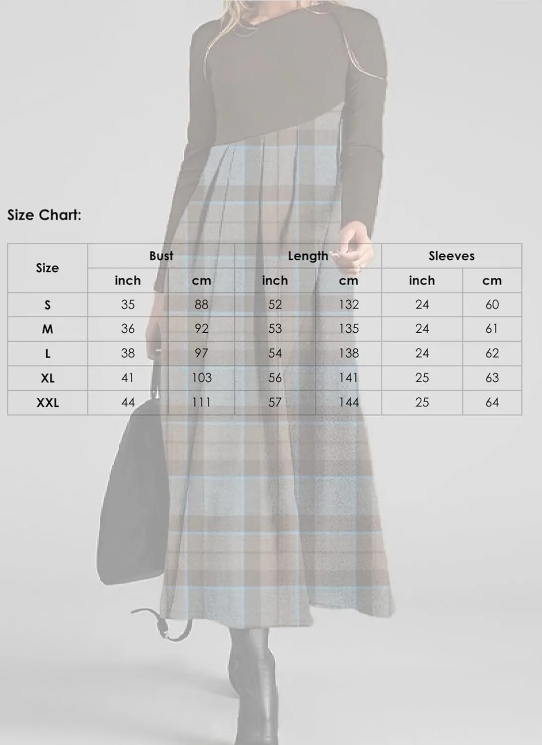 Women's Spliced Plaid Dress Retro Long Sleeves Pleated A-Line Coffee Dress Round Neck Spring Fall Casual Outfit