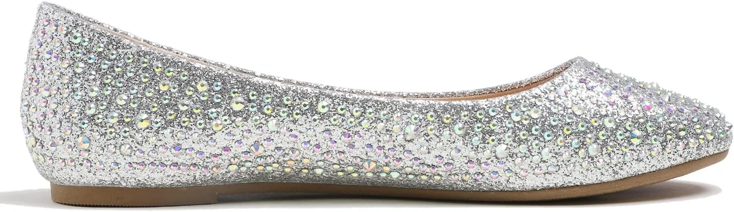 Women's Super Sparkle Bling Party Ballets Wedding Bridal Shiny Dress Flats Rhinestone