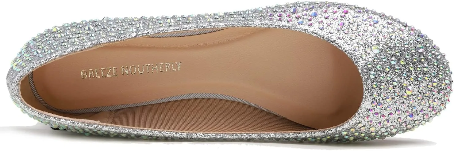 Women's Super Sparkle Bling Party Ballets Wedding Bridal Shiny Dress Flats Rhinestone