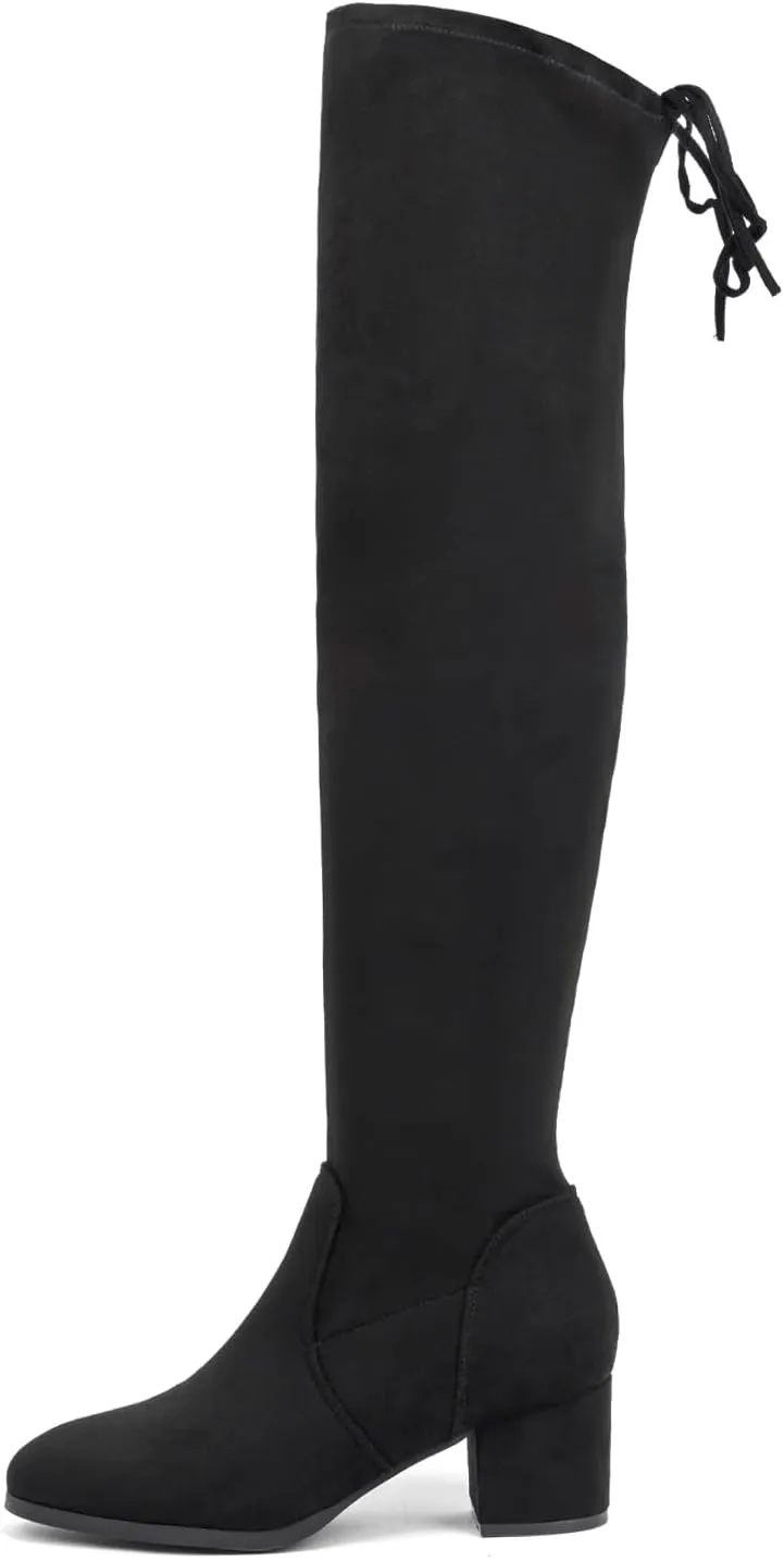 Women's Thigh High Boots Over the Knee Chunky Heel Fashion Sexy Long Boots with Zipper