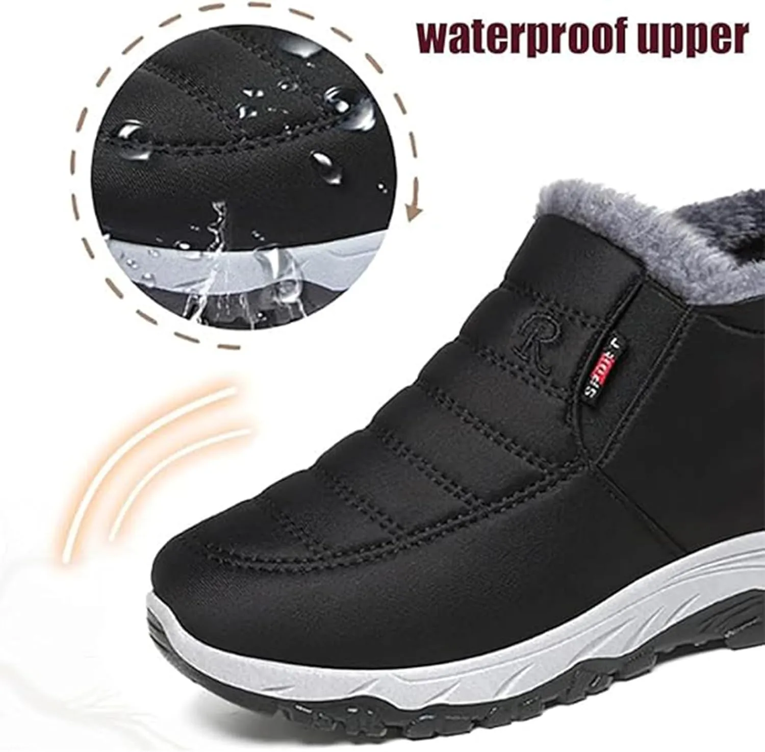Women's Warm Sheepskin-Lined Boots, Winter Ankle Slip on Short Snow Fur Lined Boots, Unisex