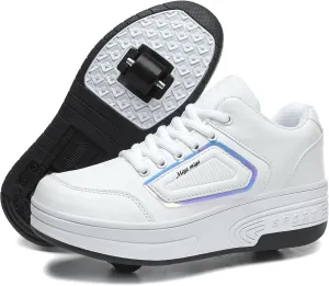 Wooowyet Roller Skate Shoes for Kids Boys Girls Rechargealbe Wheels Sneakers Fashion Roller Wheeled