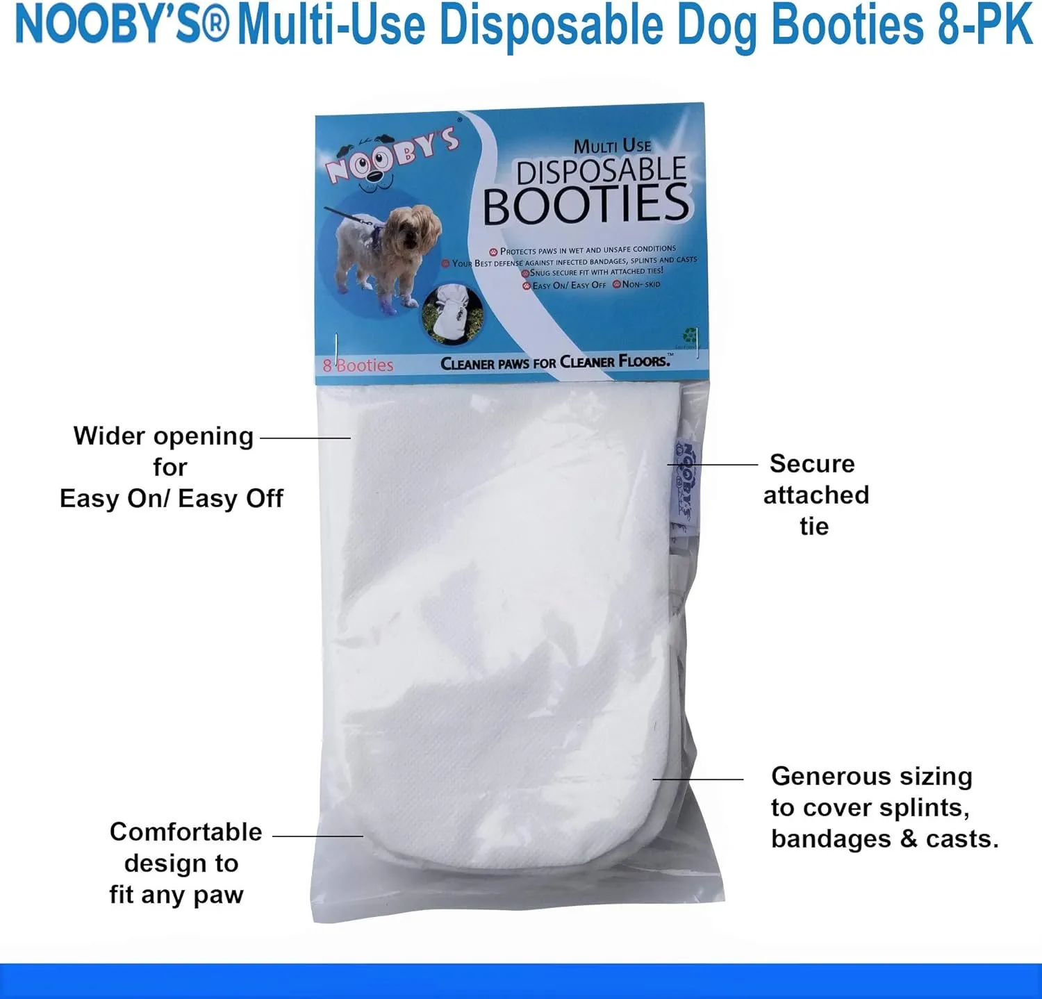 Wound Recovery Dog Boots 8-Pack by Nooby's. Protects Wounds, Bandages and Medications. Medical Dog Boots for Maximum Protection Indoors and During Short Walks. (Small: 1.75" - 2.5" Width)